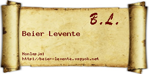 Beier Levente névjegykártya